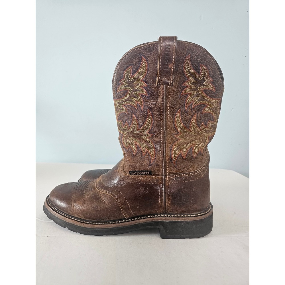 Western Justin WK4694 Work Boots Mens 9D Brown Waterproof Leather EH Rated